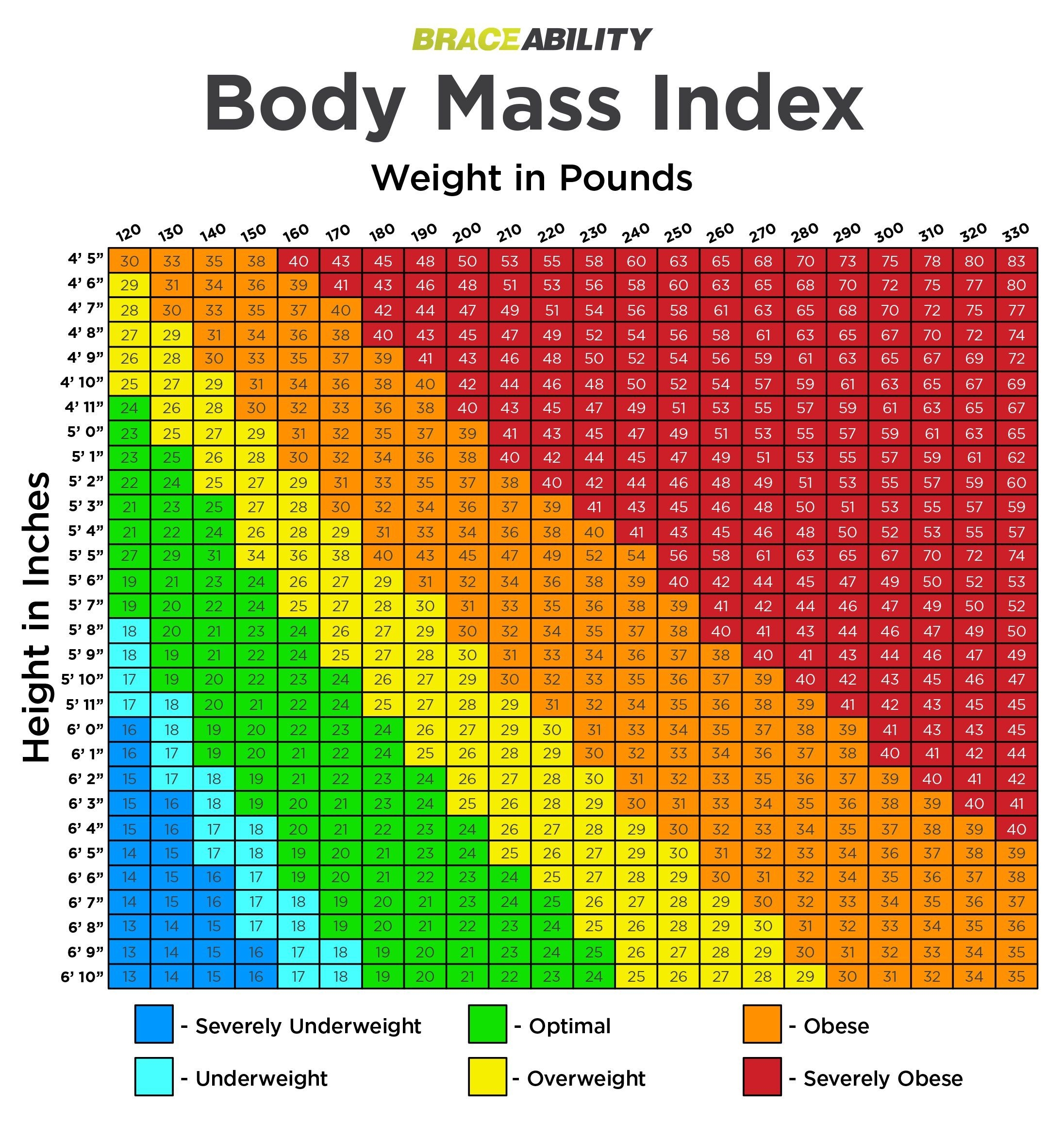 Printable Body Mass Index Chart Men