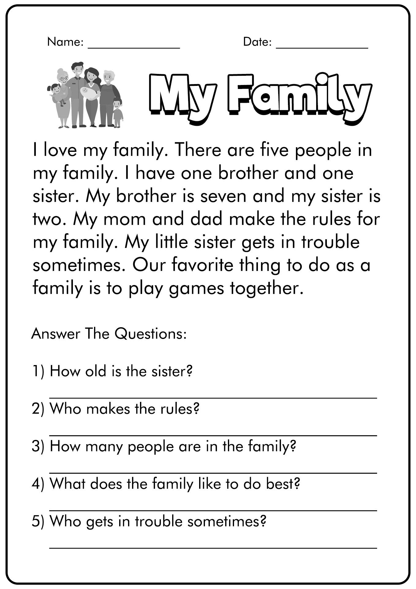 First Grade Printable Reading Activities