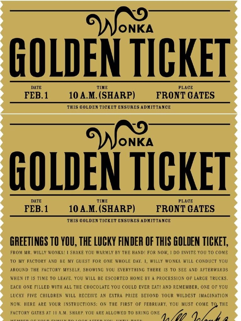 Free Printable Wonka Golden Ticket