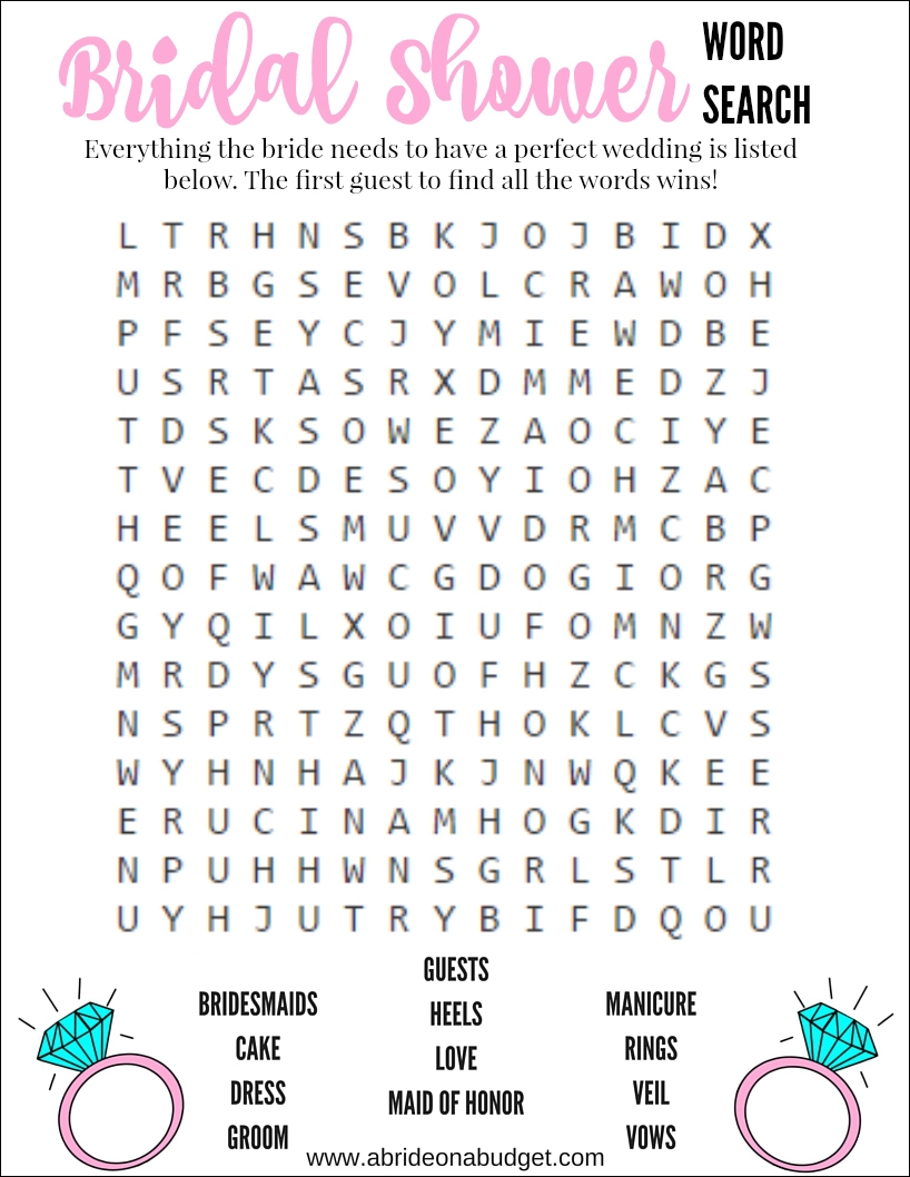 Free Printables Bridal Shower Games