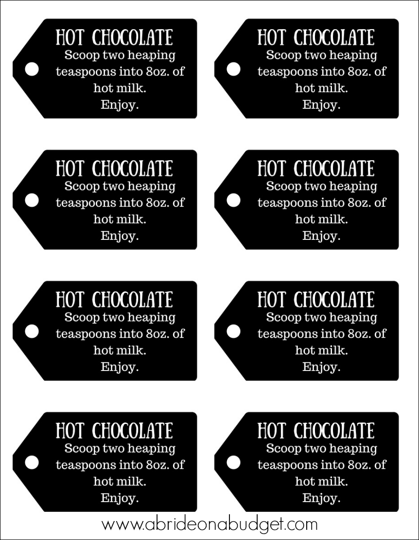 A Bride On A Budget Mason Jar Hot Chocolate Mix Favors Plus Free Printable Gift Tags 