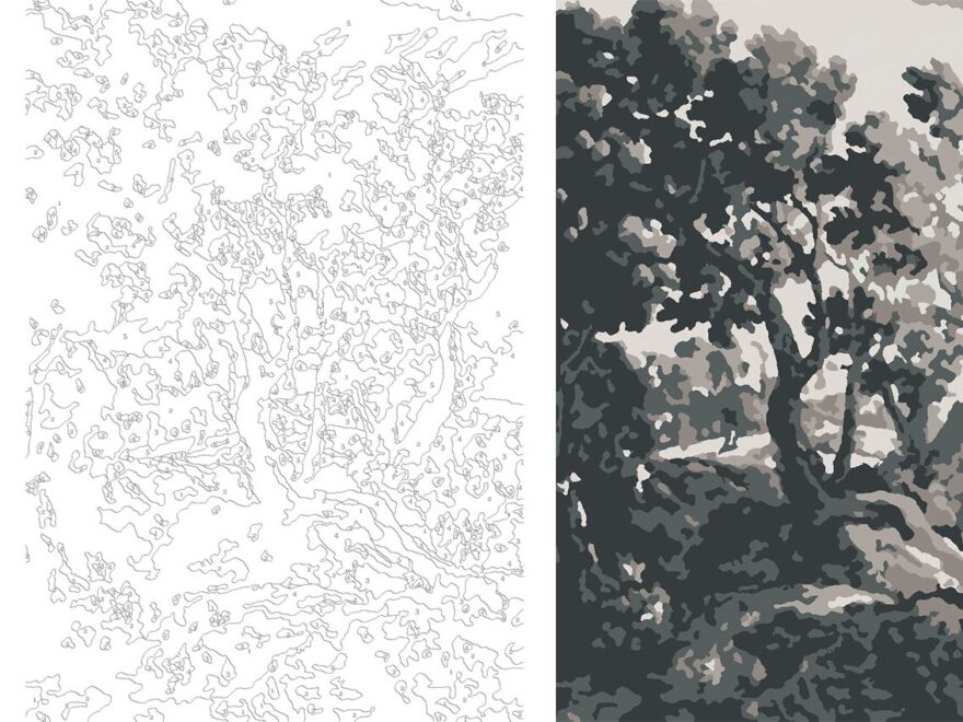 A Free Downloadable Coloring Page Paint By Numbers Of My Tree Mural The Gold Hive