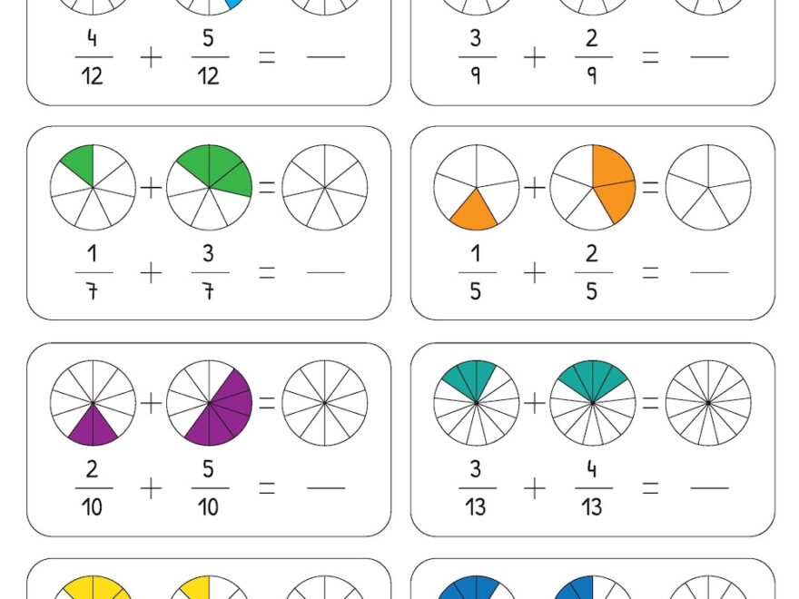 Adding Simple Fractions Colour Write WordUnited