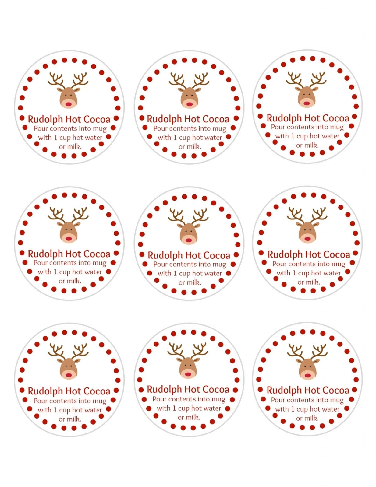 Adorable Rudolph Hot Cocoa DIY With Printable Gift Tags OMC