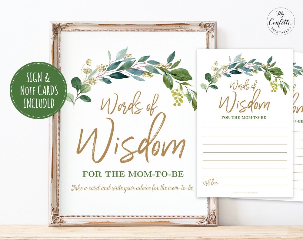Advice For Parents to be Or Mom to be Sign And Note Cards Printable Baby Shower Words Of Wisdom Mom To Be MCP813 MCP814 MCP825 Etsy