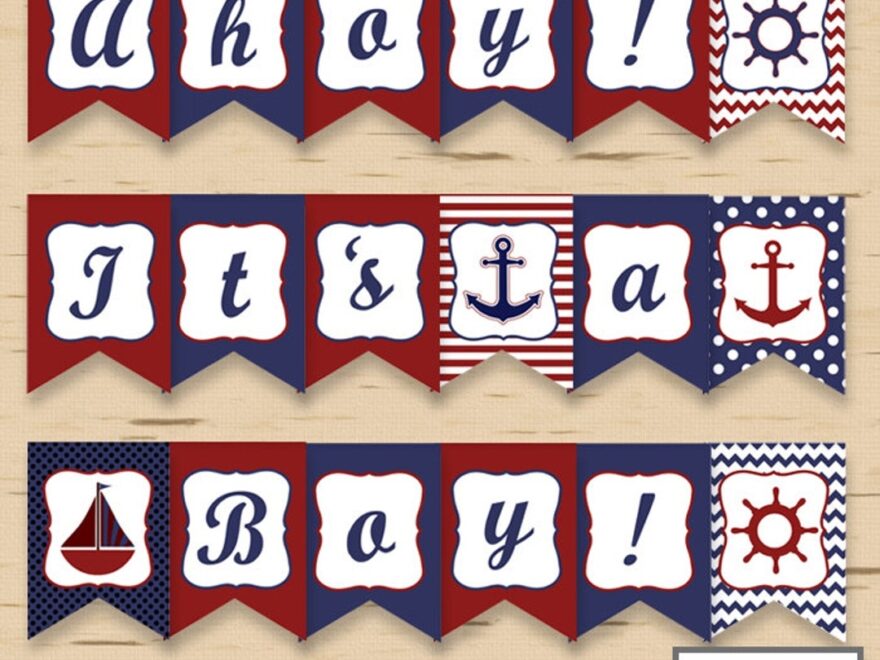 Ahoy It s A Boy Nautical Baby Shower Banner Party Printables DIY Printable INSTANT DOWNLOAD Etsy