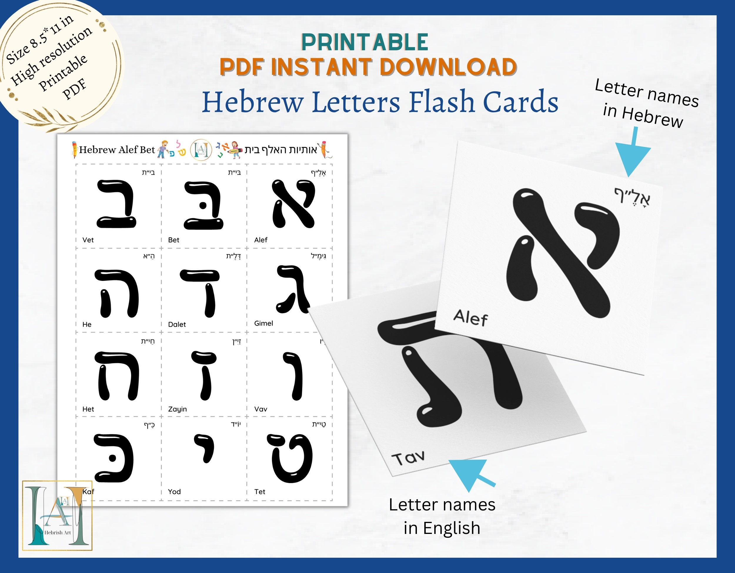 ALEPH BET Single Handy Hebrew Alphabet Writing Guide Block Worksheets Library