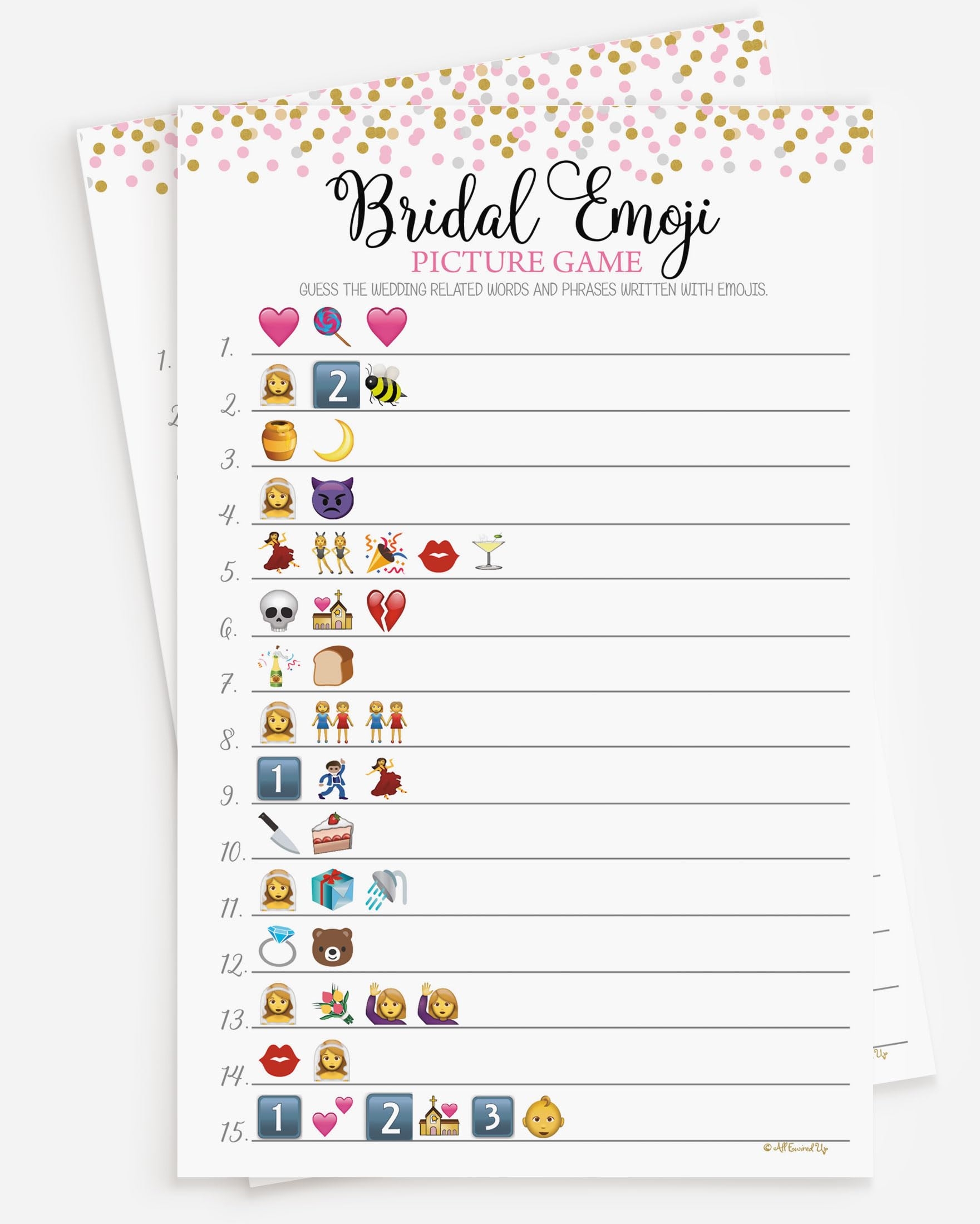 Free Printable Bridal Shower Emoji Game