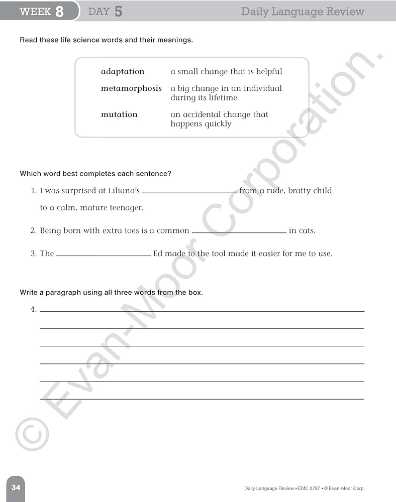Daily Oral Language 7Th Grade Printables