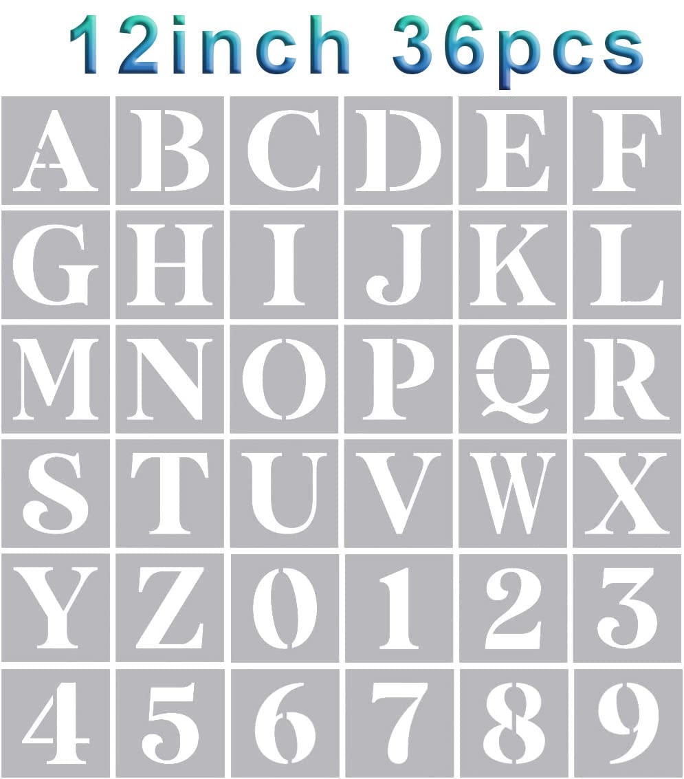 Amazon Letter Stencils 12 Inch Alphabet Stencils For Painting On Wood Numbers Letters Stencil For Wall Drawing Templates For Arts Crafts Home Decor Arts Crafts Sewing