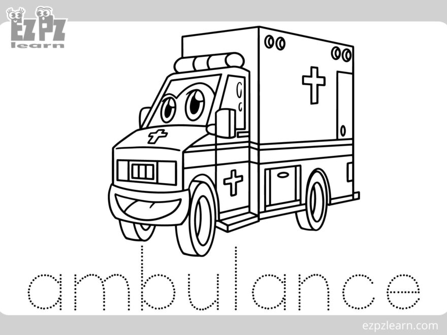 Ambulance Coloring Page For Kids Free PDF Download Ezpzlearn