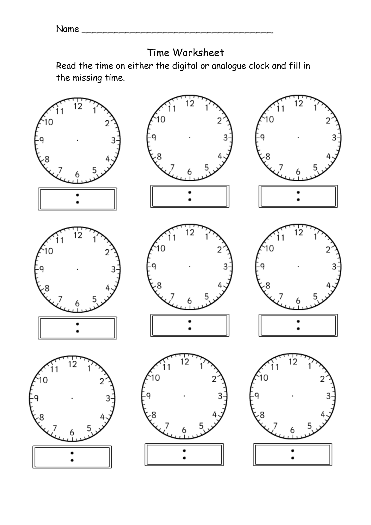 Analog Clocks Worksheet Without Hands Clip Art Library Worksheets Library