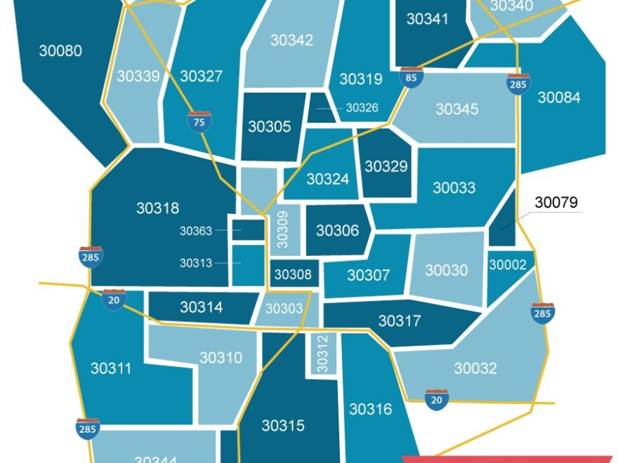 Atlanta GA Zip Code Map 40 Zip Codes US Map Guide