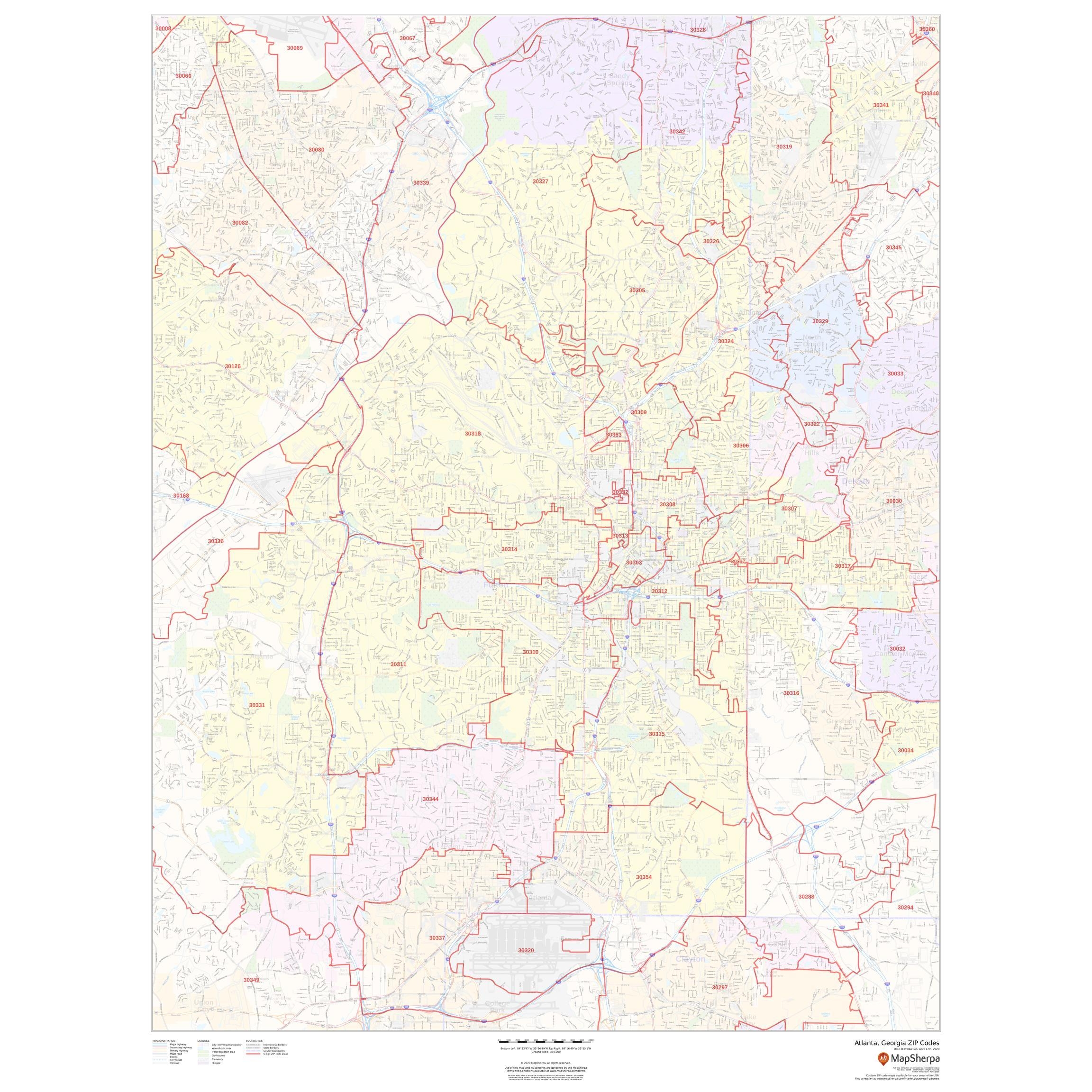 Atlanta Zip Code Map Printable