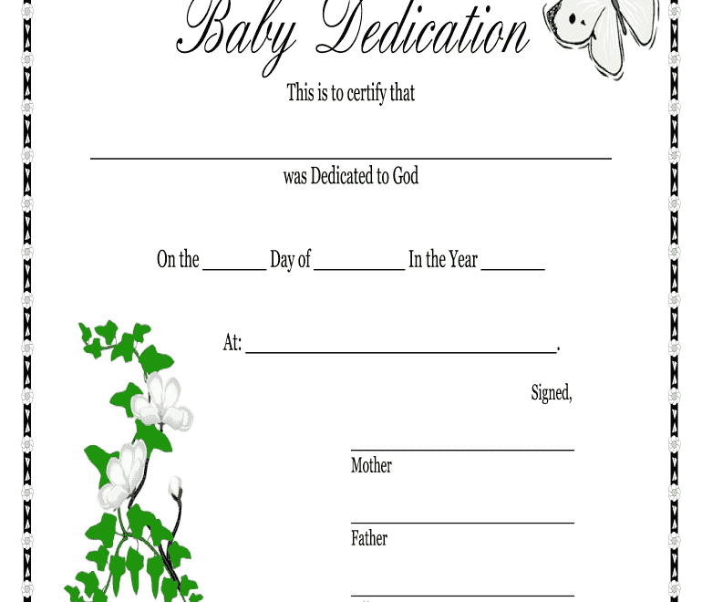 Baby Dedication Certificate Fill Online Printable Fillable Blank PdfFiller