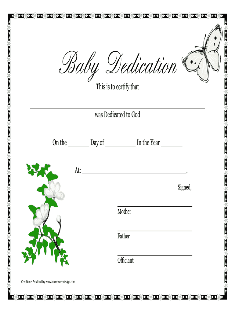 Baby Dedication Certificate Fill Online Printable Fillable Blank PdfFiller