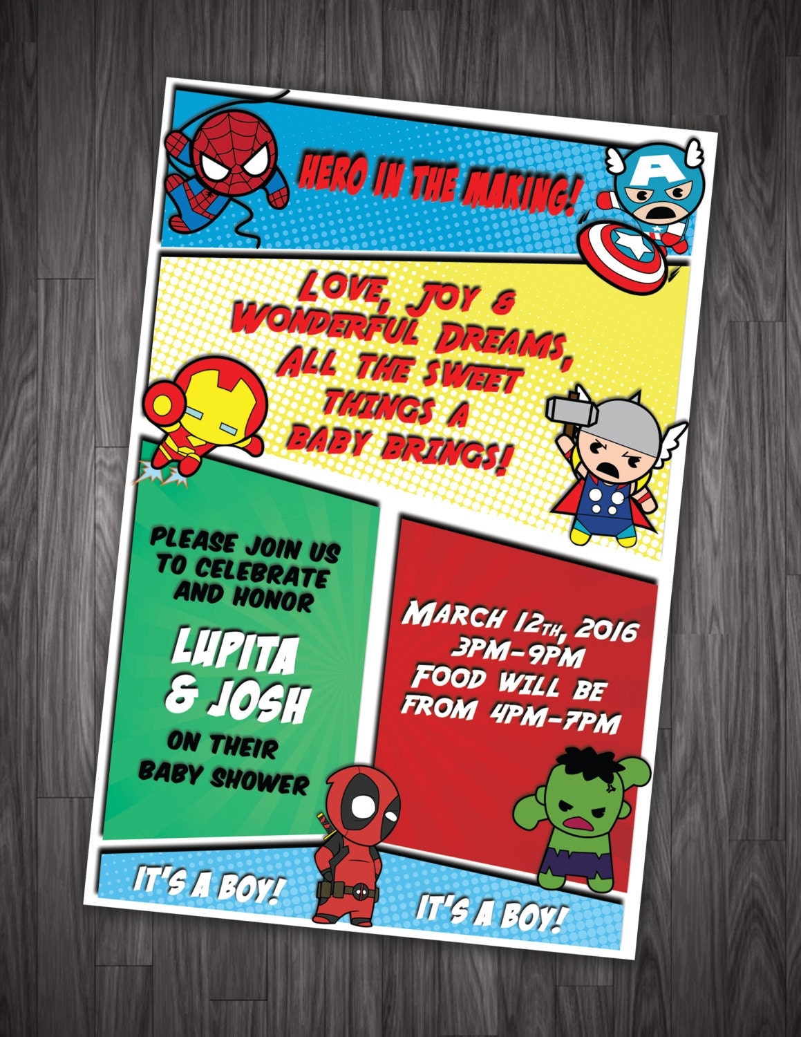 Baby Heroes Baby Shower Marvel Birthday Digital Printable Invitation Etsy