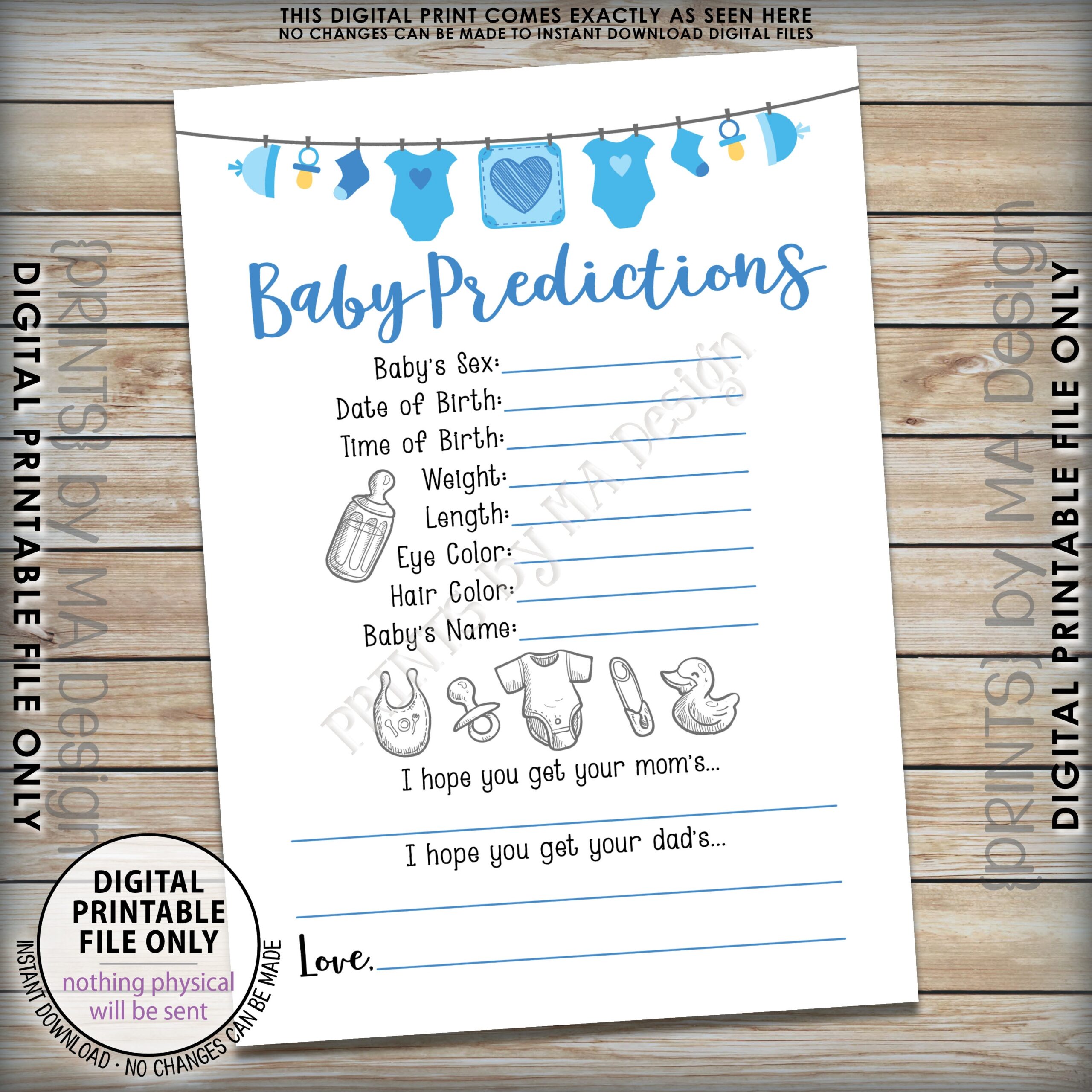 Baby Stats Guessing Game Printable