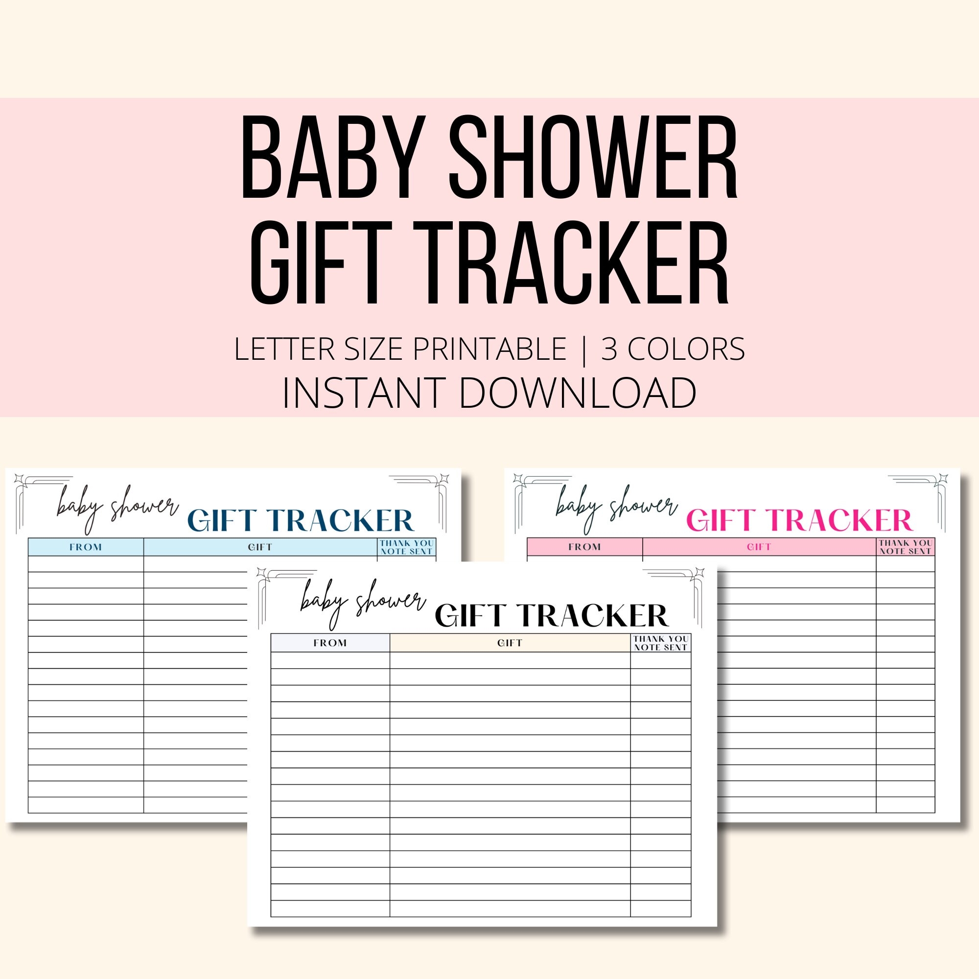 Baby Shower Gift Tracker Printable Baby Gift List PDF Baby Shower Present Planner Digital Download New Mom Baby Registry Gift Log Etsy