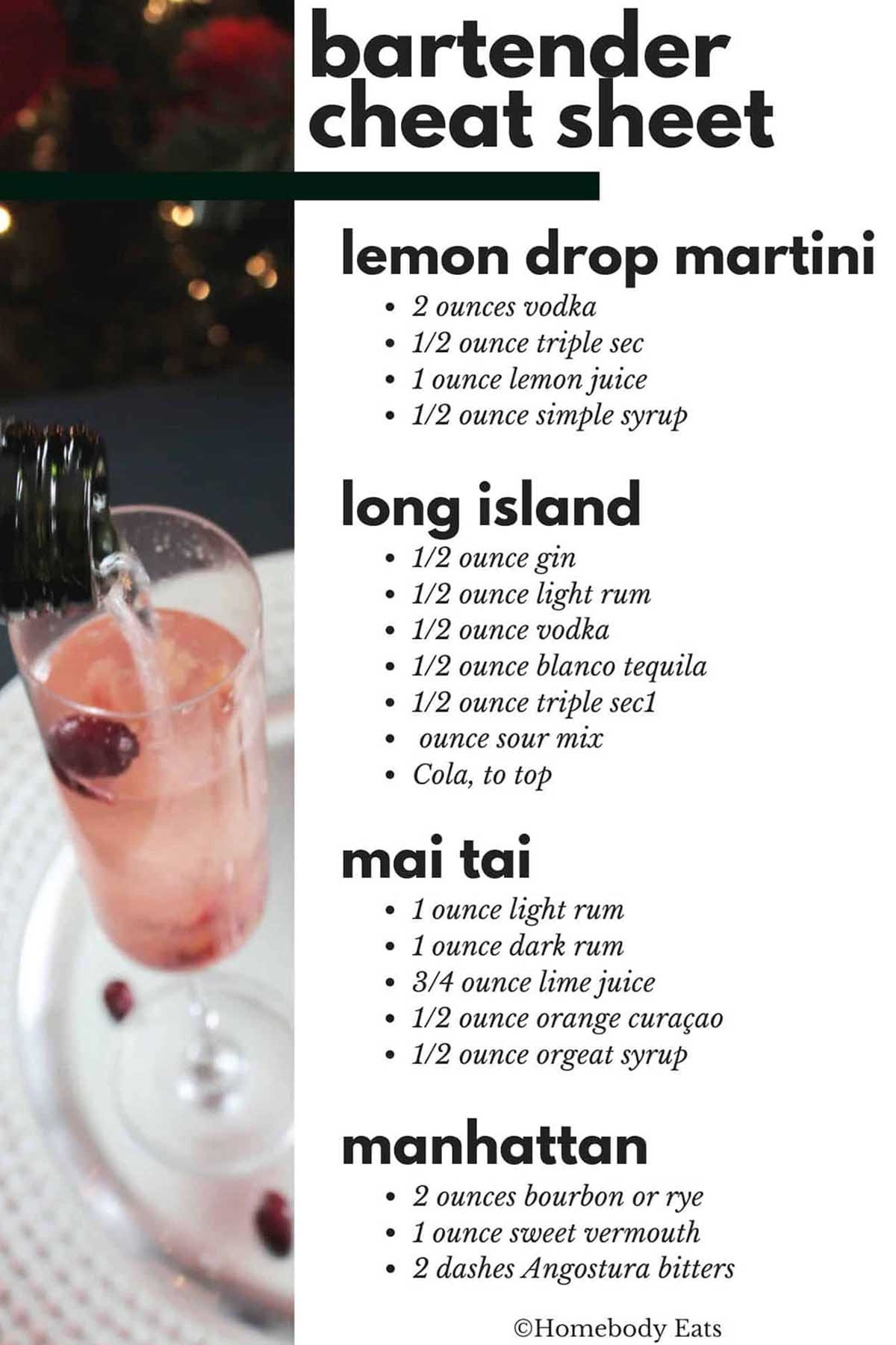 Bartender Cheat Sheet Free PDF 45 Cocktails Homebody Eats