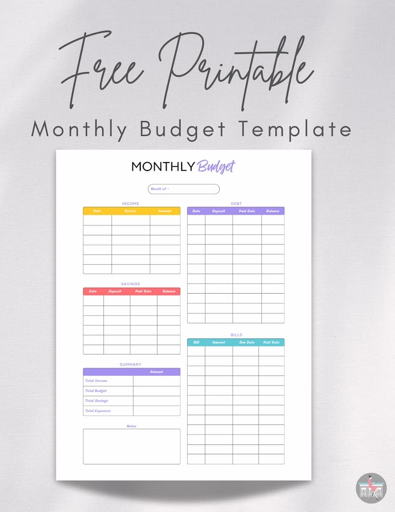 Free Monthly Budget Template Printable