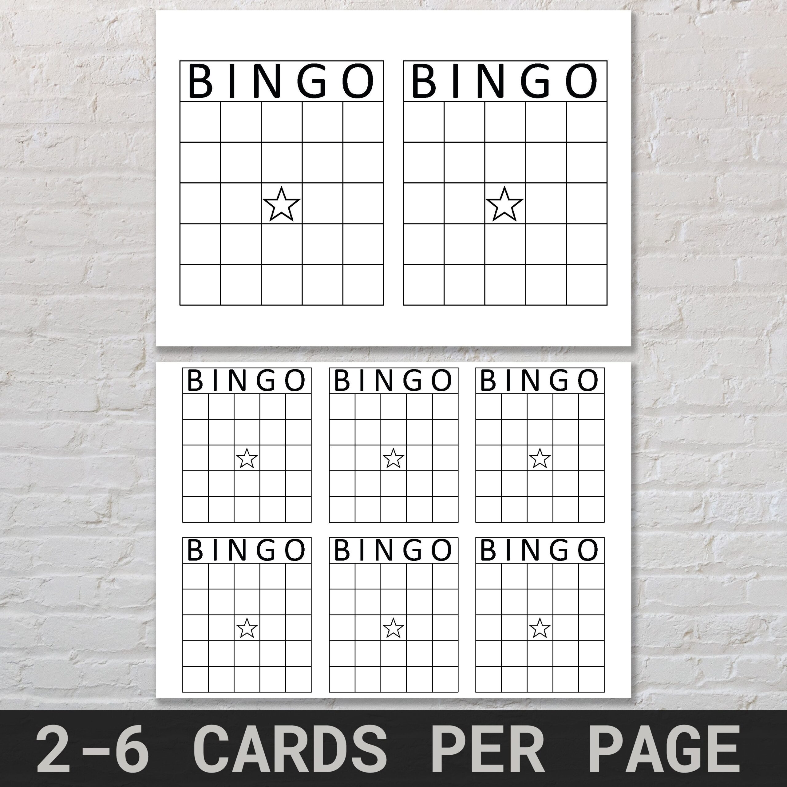 Blank Bingo Card Template Fun Bingo Party Game Printable Bingo Game Prints 1 2 4 6 And 9 Per Page Plain Bingo Card Party Game Etsy UK