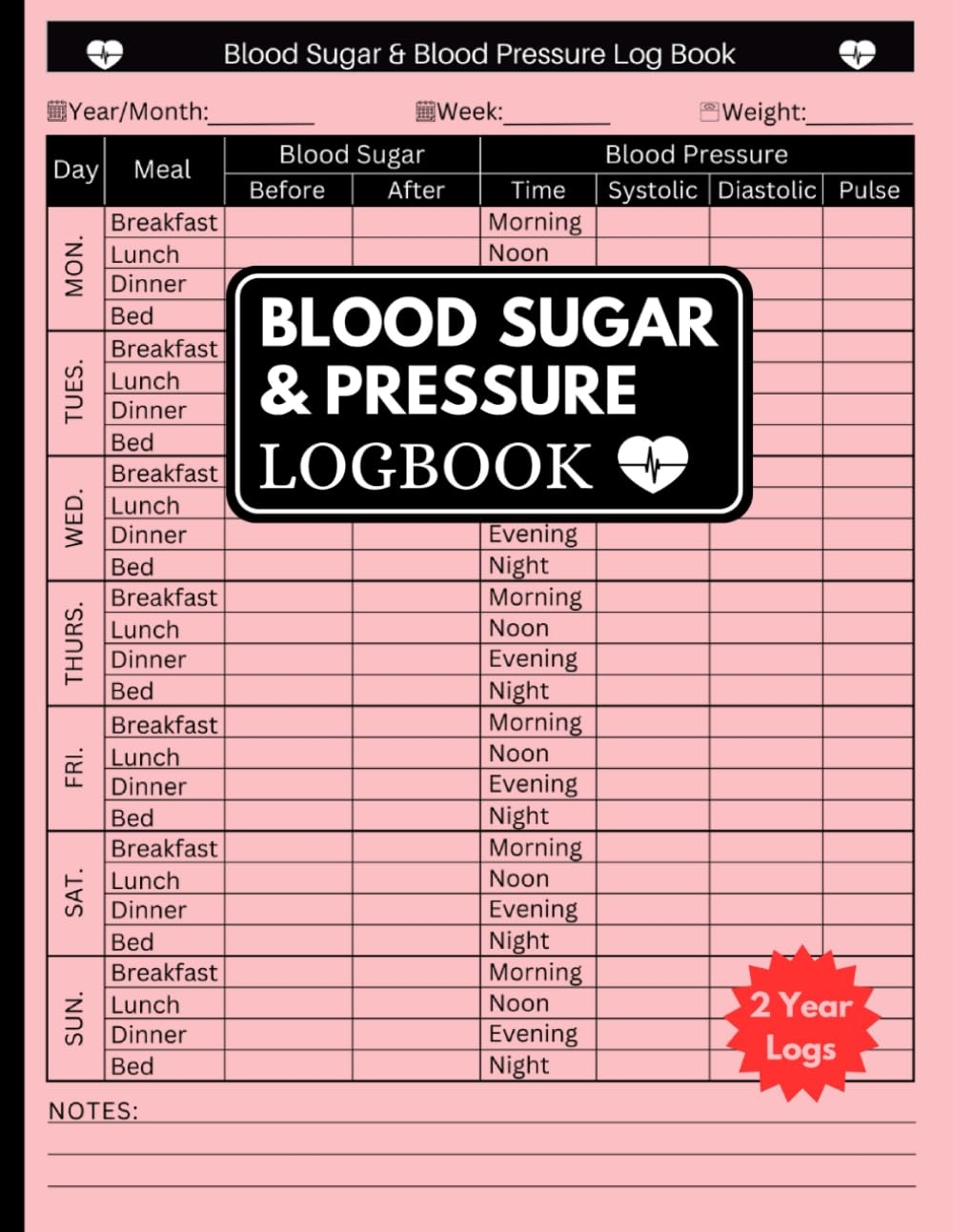 Printable Blood Pressure And Blood Sugar Log Sheet