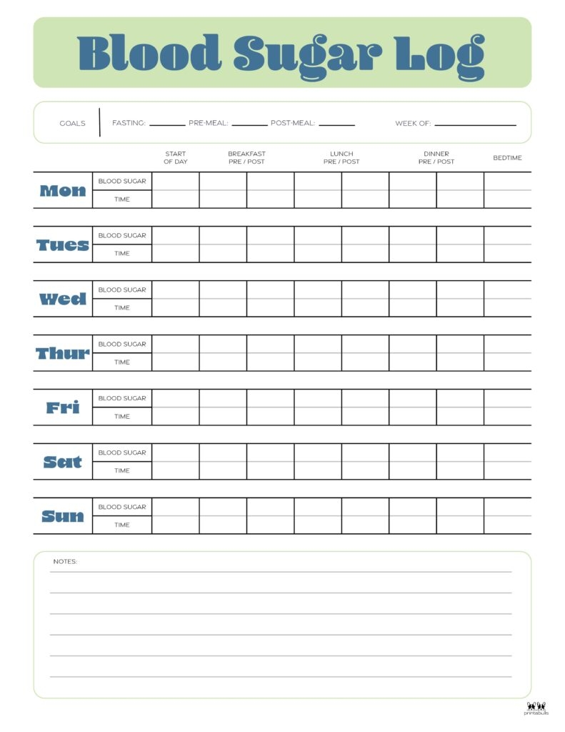 Blood Sugar Logs 25 FREE Logs Trackers Printabulls