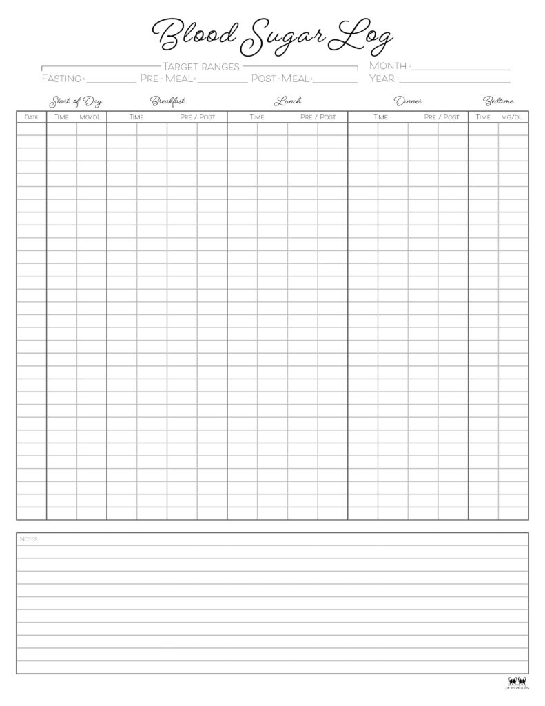 Diabetes Log Book Printable Free