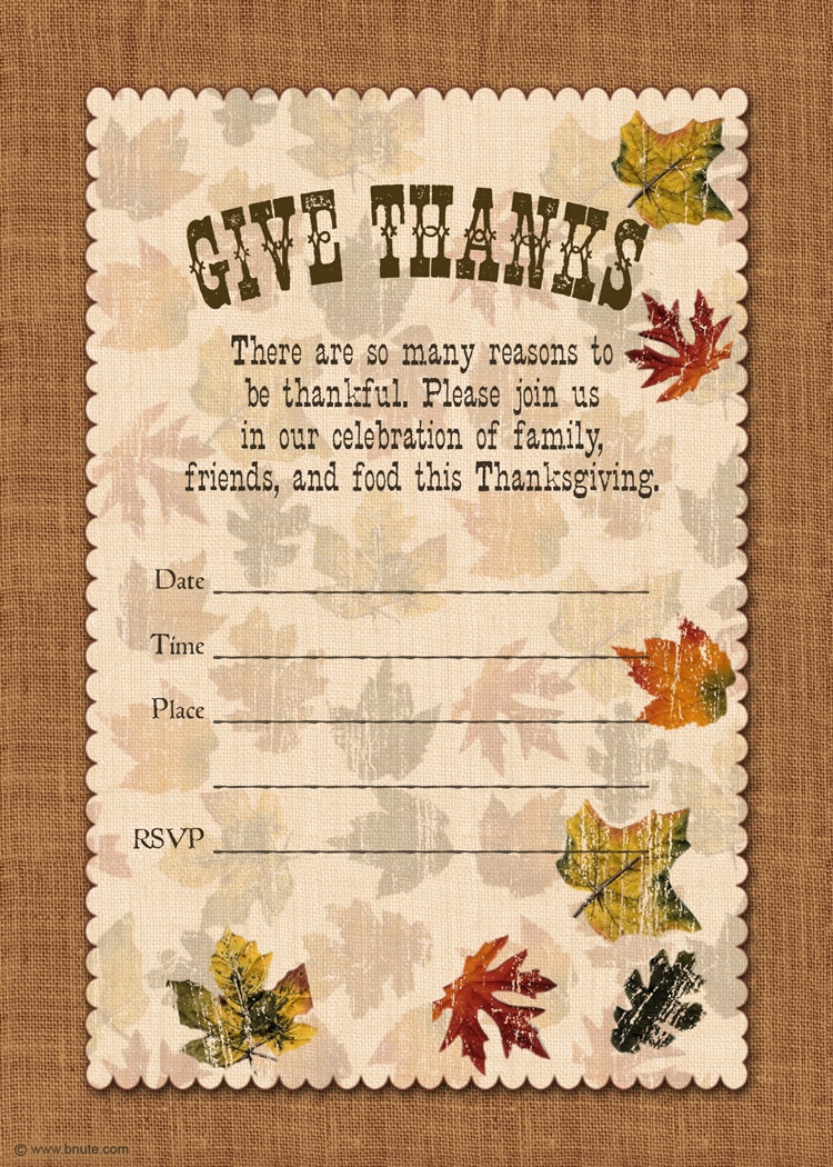 Thanksgiving Potluck Invitation Template Free Printable