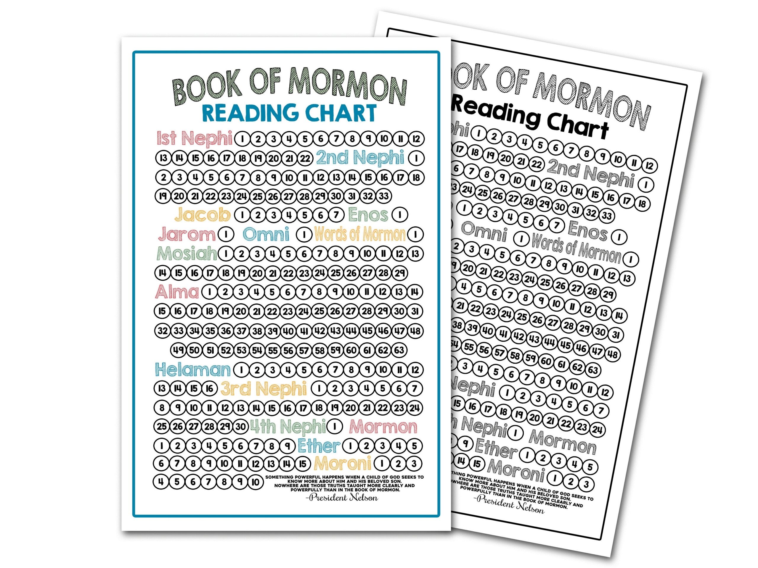 Book Of Mormon Reading Chart Printable Book Of Mormon Reading Chart Book Of Mormon Handout Printable Instant Download Reading Poster Etsy UK