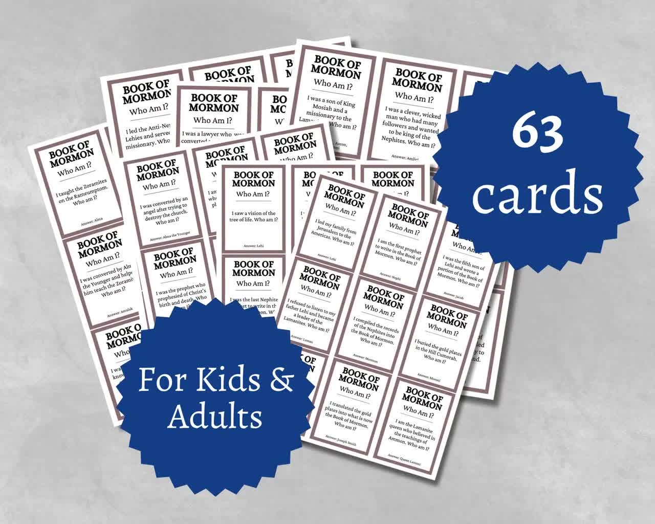Book Of Mormon Who Am I Trivia Cards Printable Latter day Saints Party Game LDS Church Activity For Kids Teens And Adults Etsy