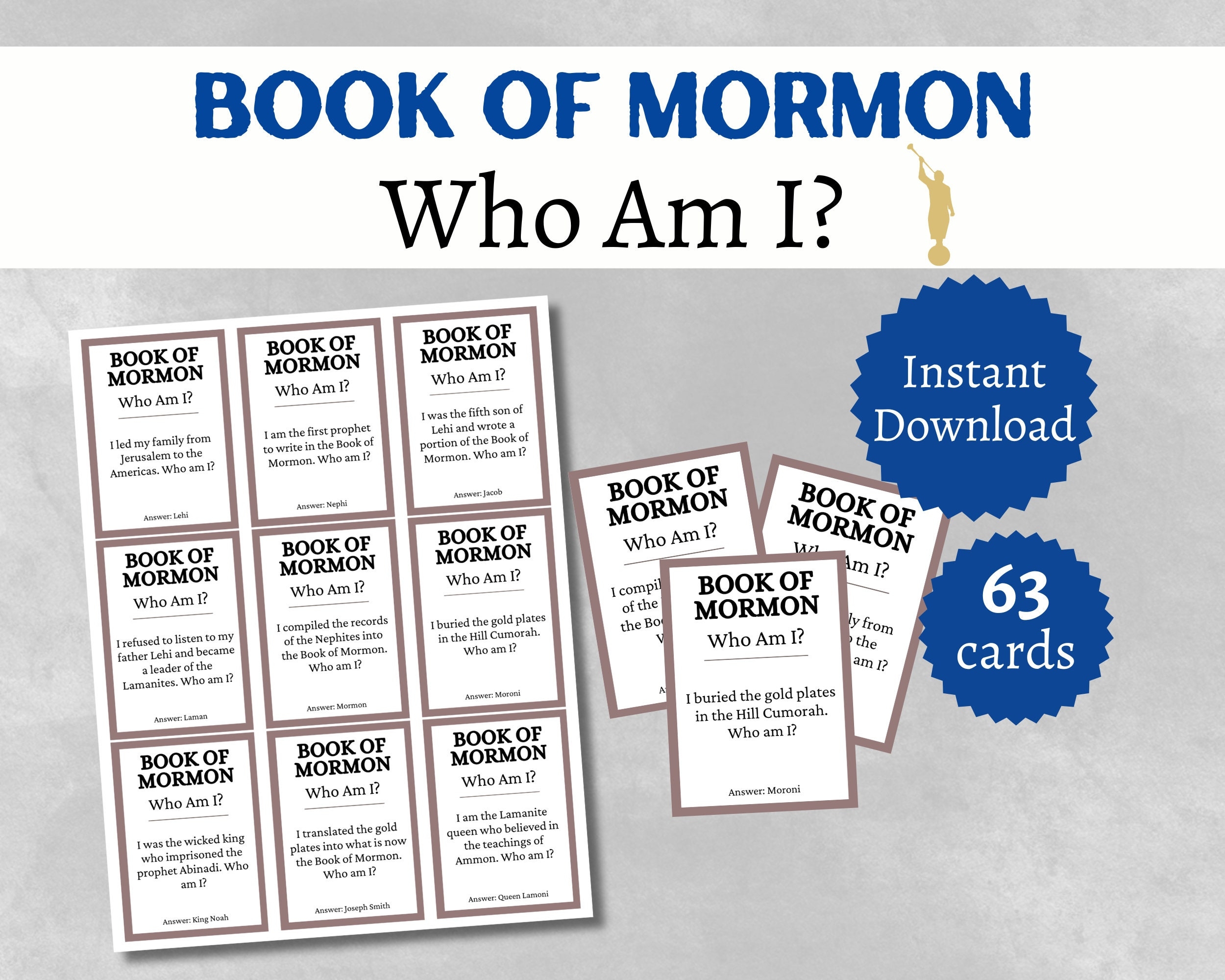 Book Of Mormon Who Am I Trivia Cards Printable Latter day Saints Party Game LDS Church Activity For Kids Teens And Adults Etsy