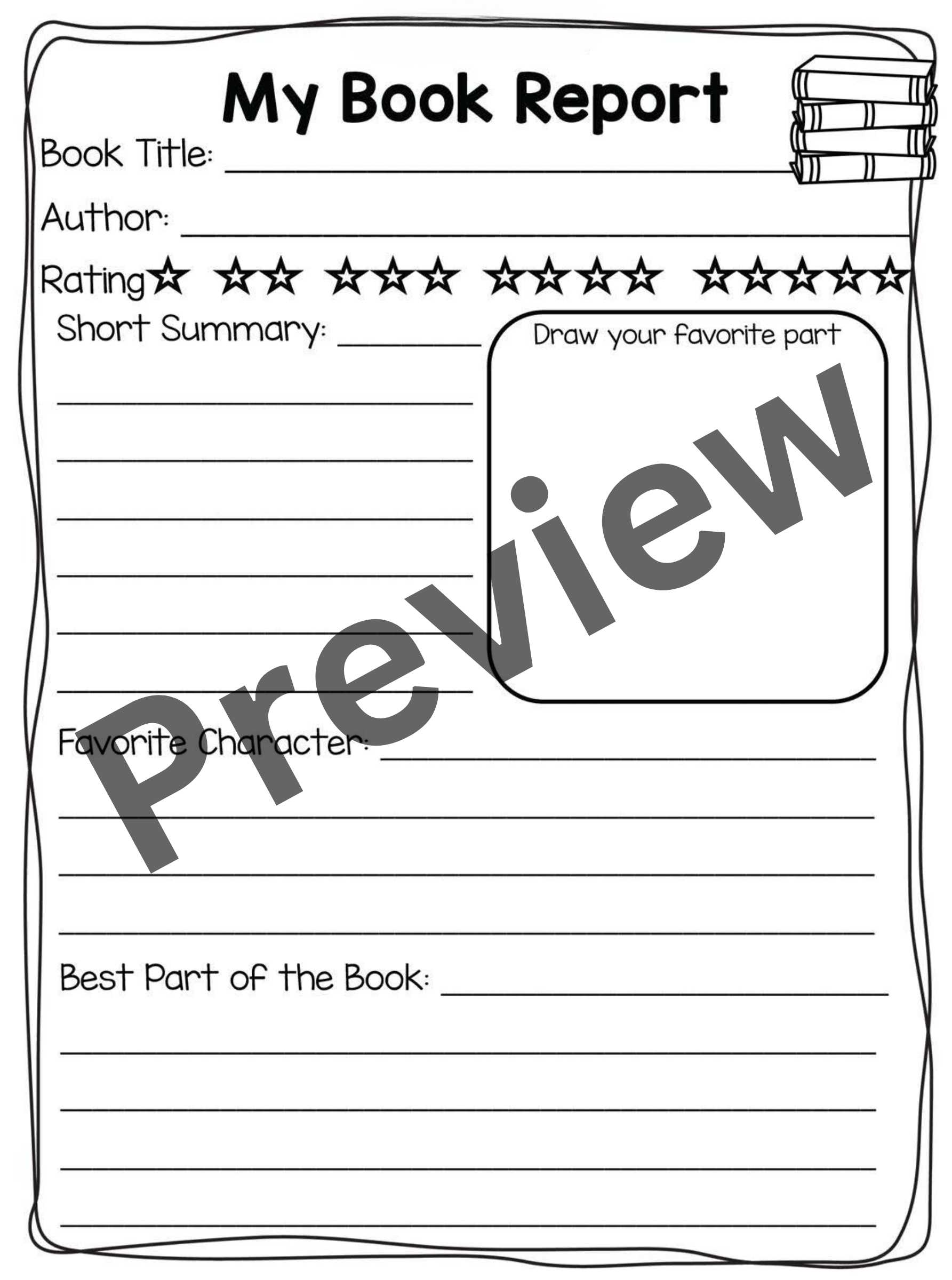 Free Printable Book Report Template 1St Grade