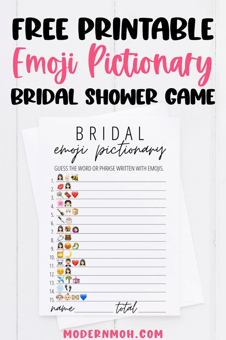 Free Printable Wedding Emoji Pictionary