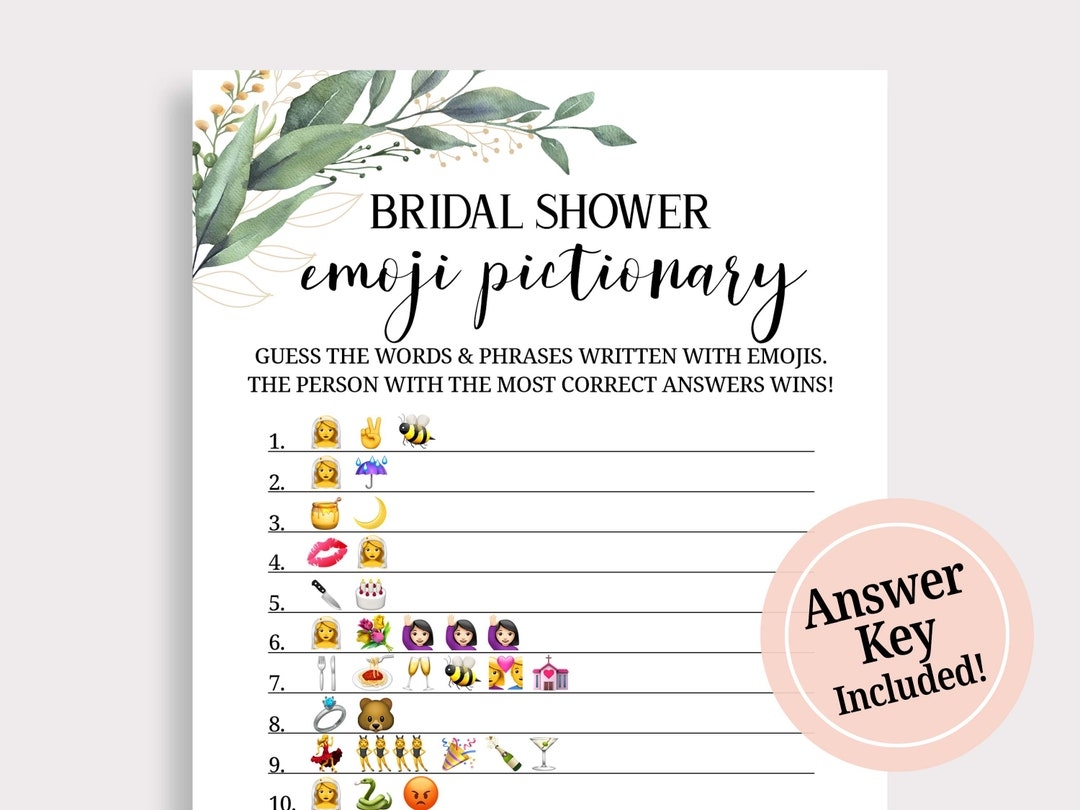 Bridal Shower Emoji Pictionary Game Wedding Emoji Bridal Shower Game Printable Icebreaker Hens Bachelorette Party Instant Download DIY C18 Etsy