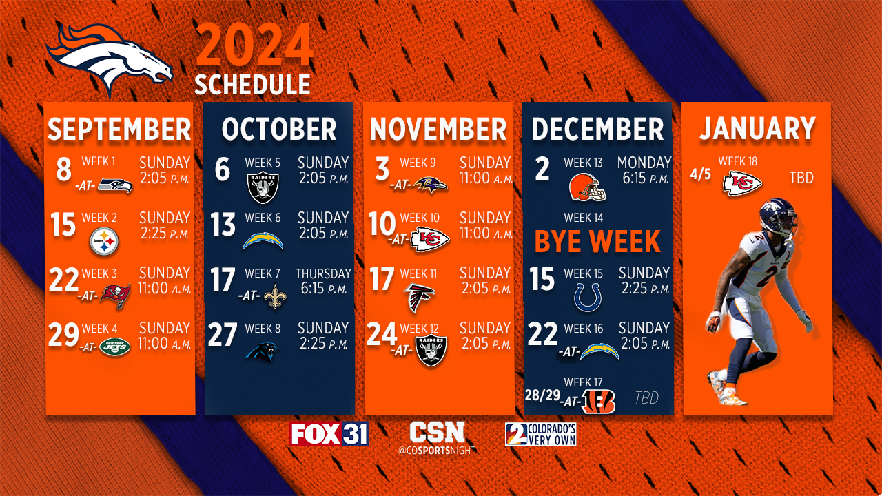 Denver Broncos Printable Schedule 2025