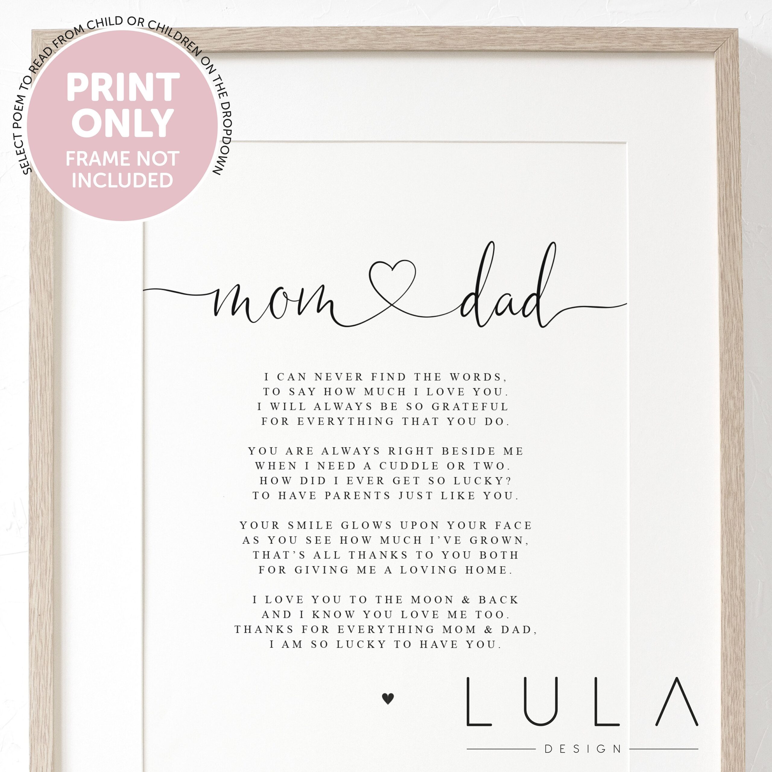 Buy Mom And Dad Poem A4 Or A5 PRINT Gift Mom And Dad Gift For Parents Thank You Mom And Dad Christmas Gift For Parents From Children Child Online In India 