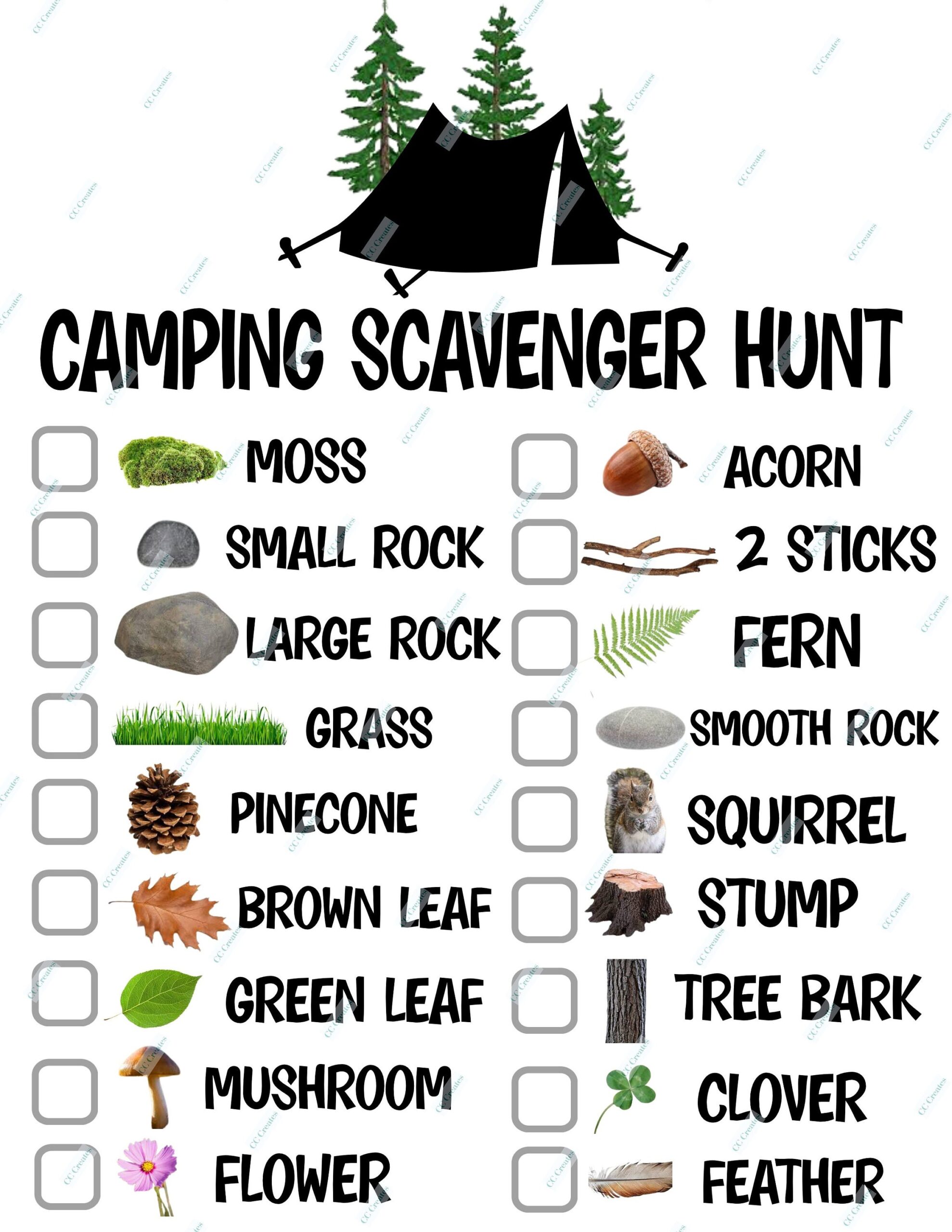 Printable Scavenger Hunt List For Camping