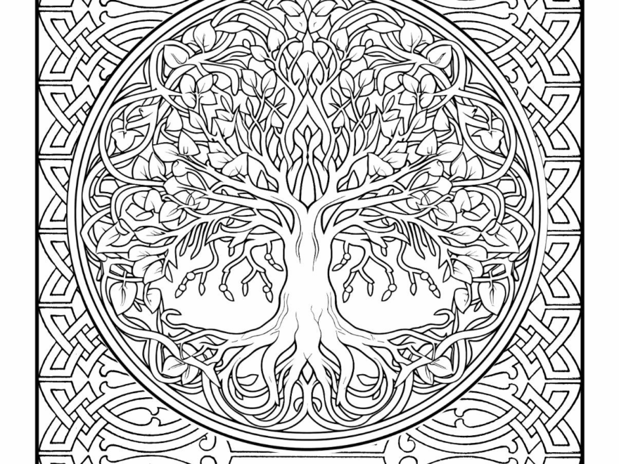 Celtic Tree Of Life Coloring Page With Intricate Details Pattern Coloring Pages Adult Coloring Pages Detailed Coloring Pages