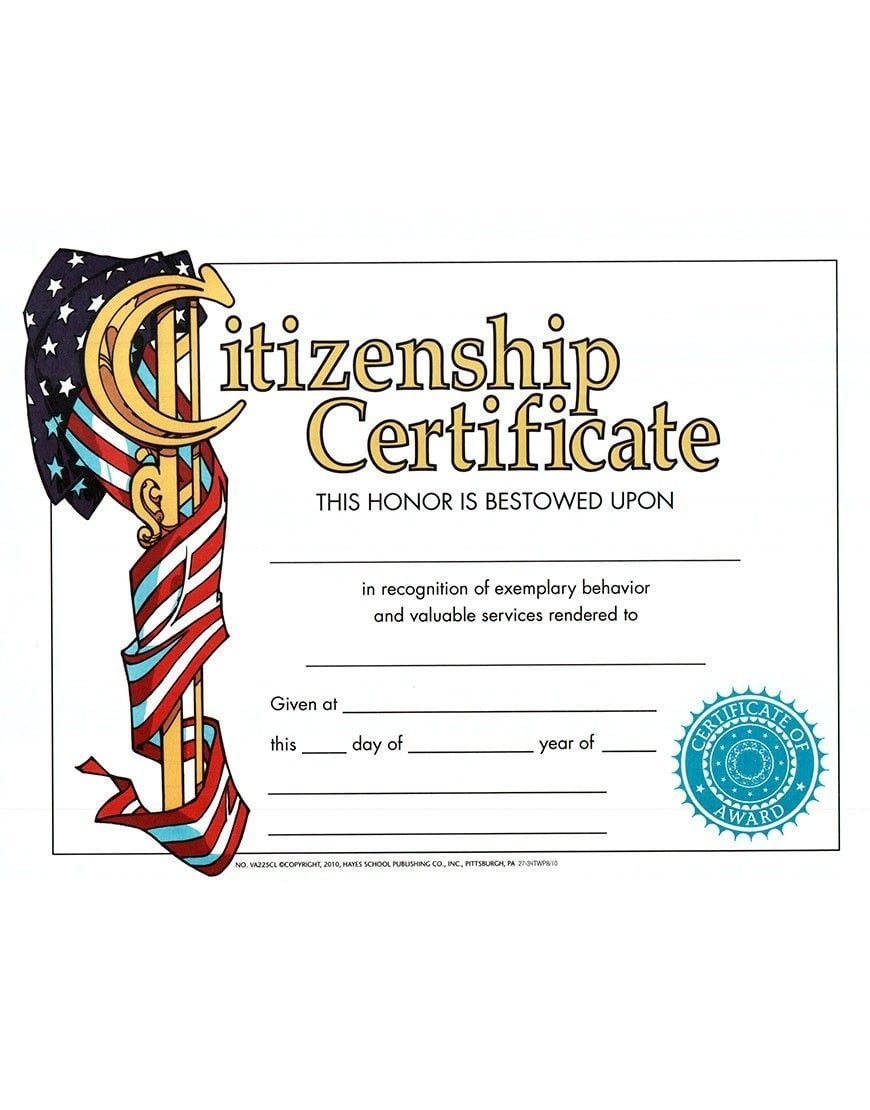 Printable Editable Good Citizenship Award Elementary