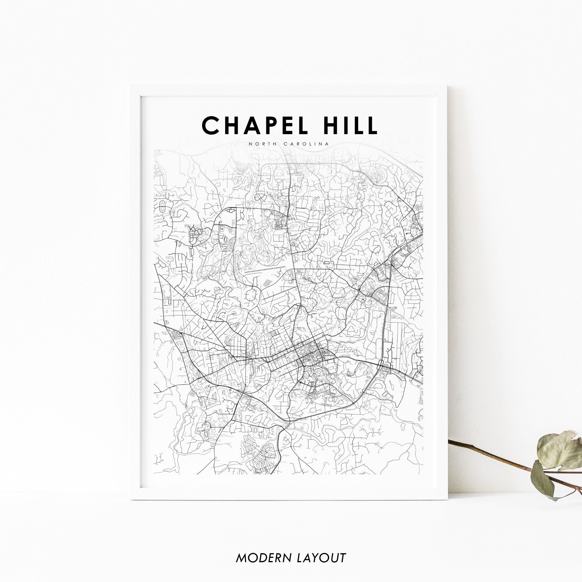 Chapel Hill NC Map Print North Carolina USA Map Art Poster City Street Road Map Print Nursery Room Wall Office Decor Printable Map Etsy