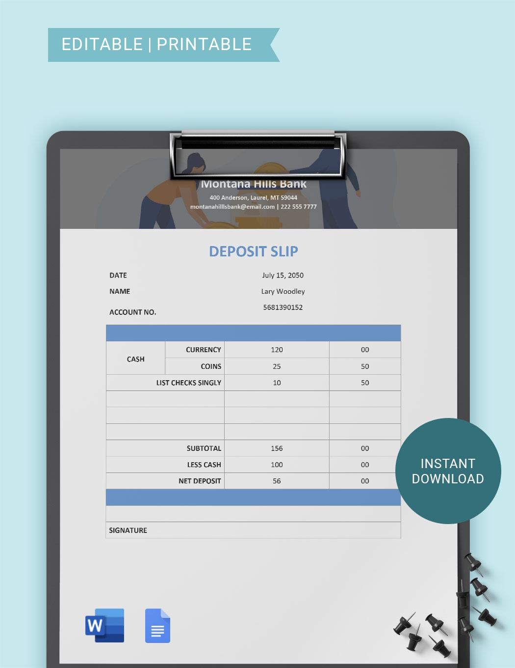 Chase Deposit Slip Template In Word Google Docs Download Template