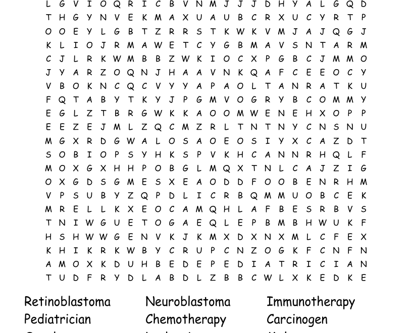 Childhood Cancer Word Search WordMint