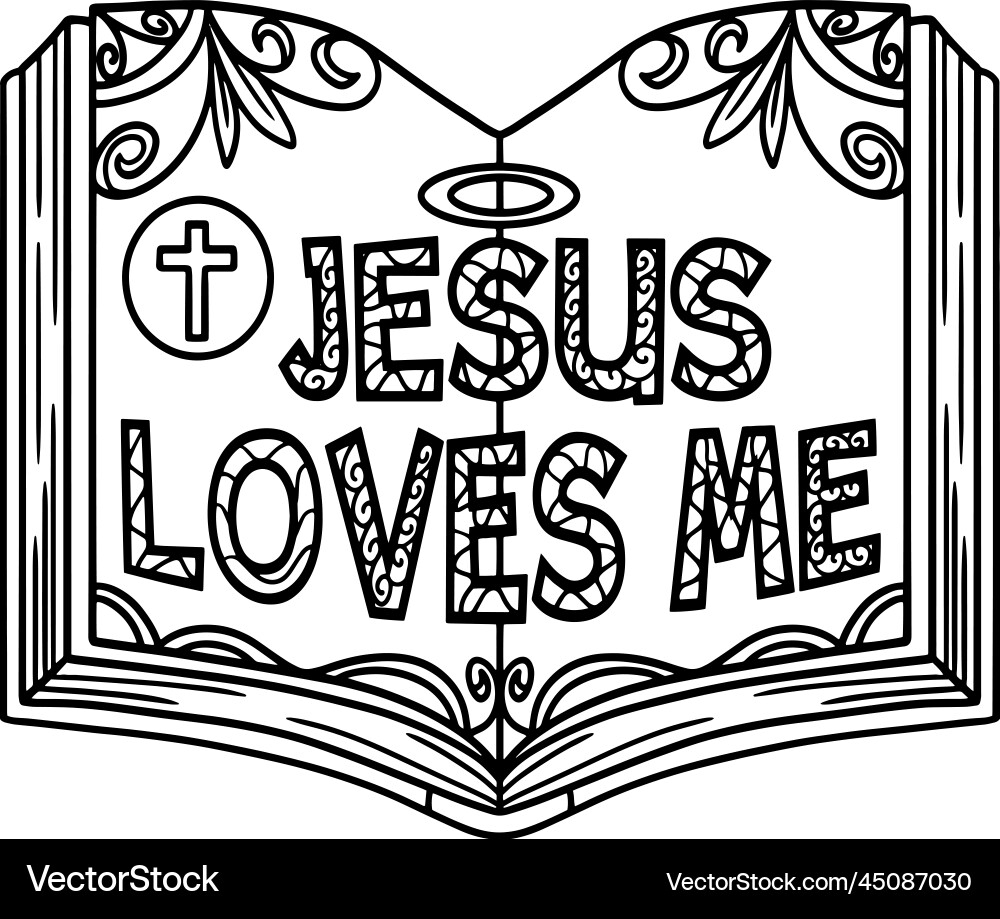 Christian Jesus Loves Me Isolated Coloring Page Vector Image