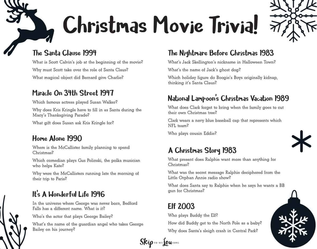 Christmas Movie Trivia Game Skip To My Lou