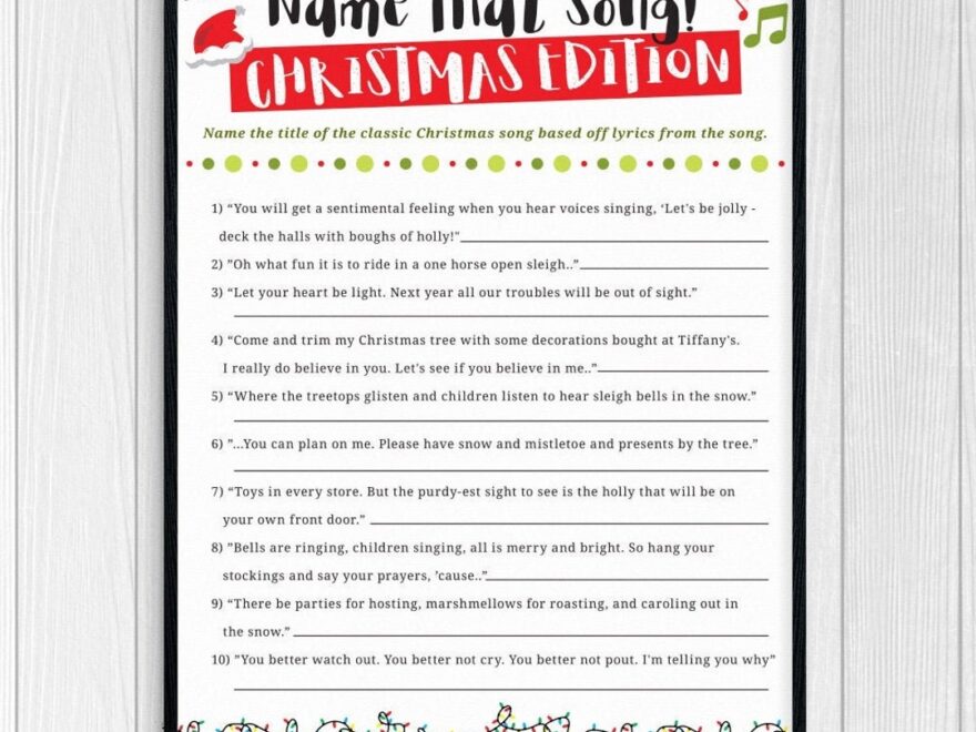 Christmas Song Game Name That Song Printable Etsy Ireland