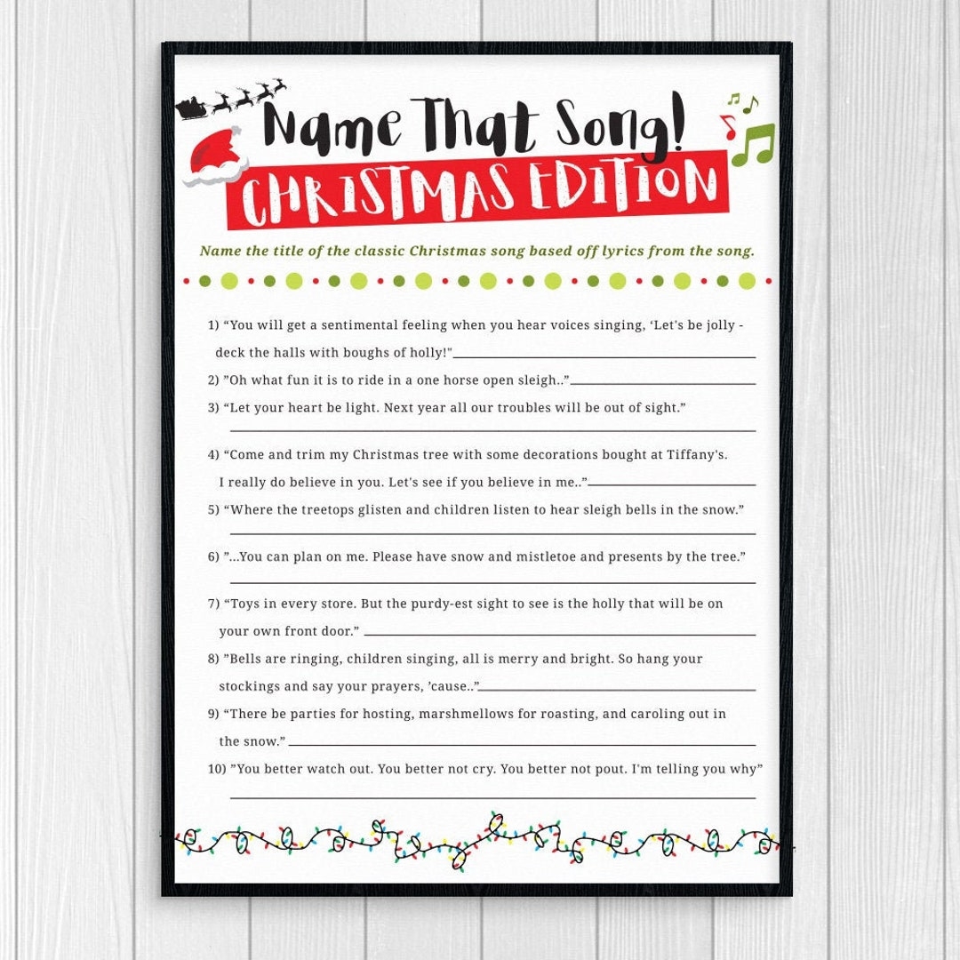 Christmas Song Game Name That Song Printable Etsy Ireland