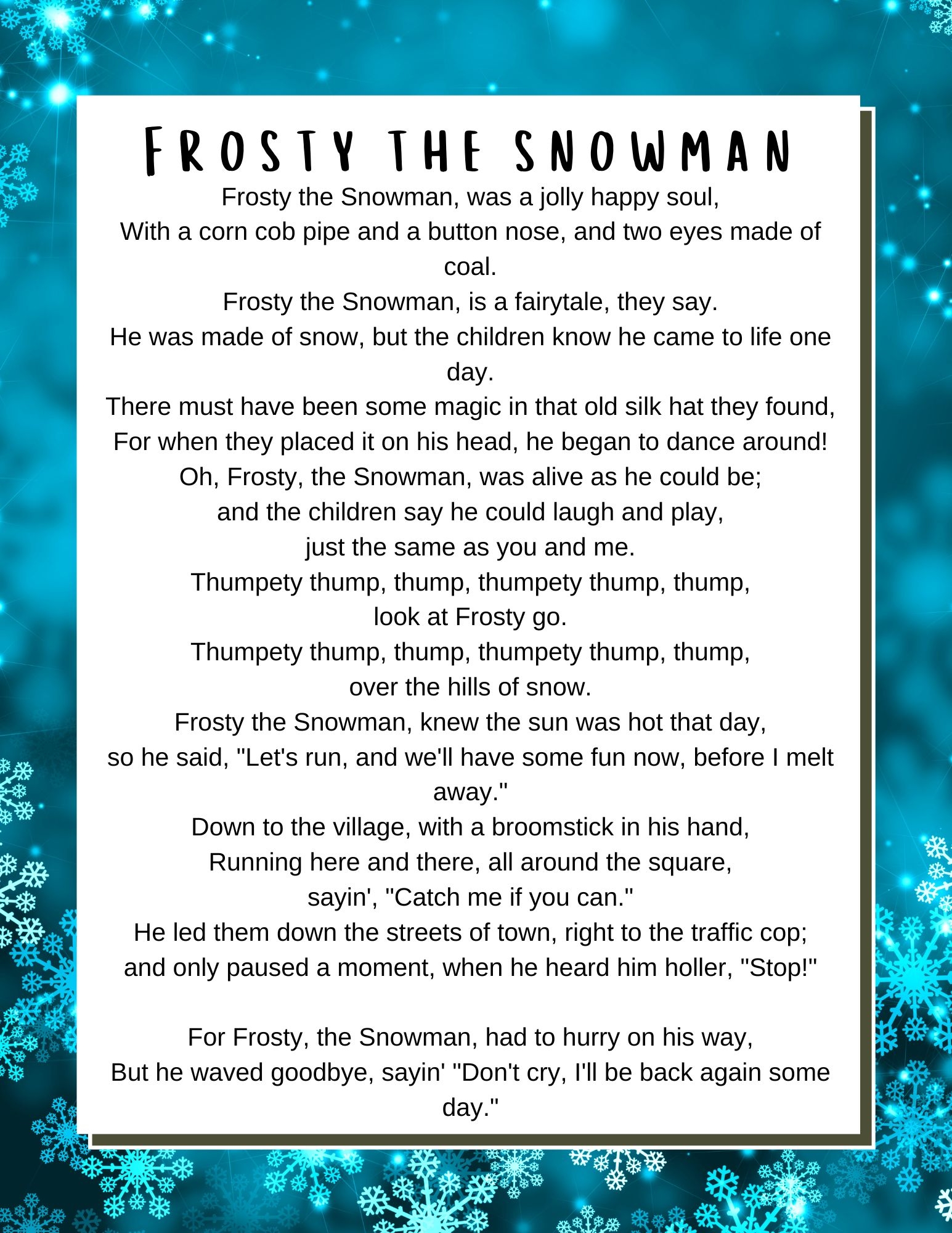 Christmas Songs Lyrics Lyrics To Popular Christmas Carols Songs With Printables