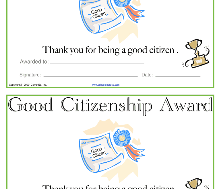 Citizenship Award Meaning In School Fill Out Sign Online DocHub